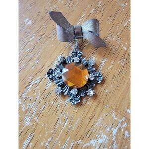 Vintage Amber Brooch Large Bow Pin
